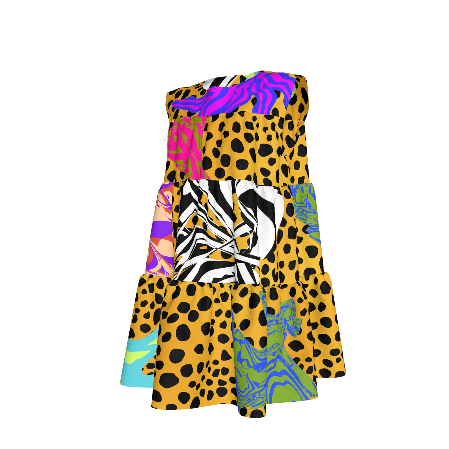 BruceGlen Cheetah Scramble Tiered Dress