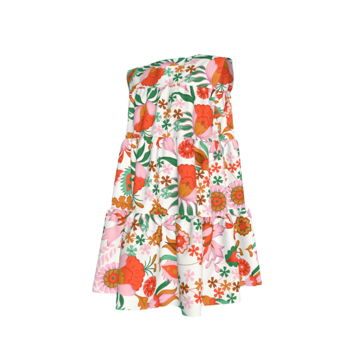 Kid's Ruffle Dress with Lining in Ecru Dutch Blossoms