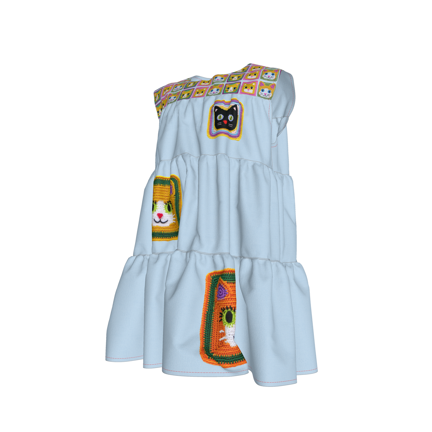 Meowsville Dress in Ice Blue