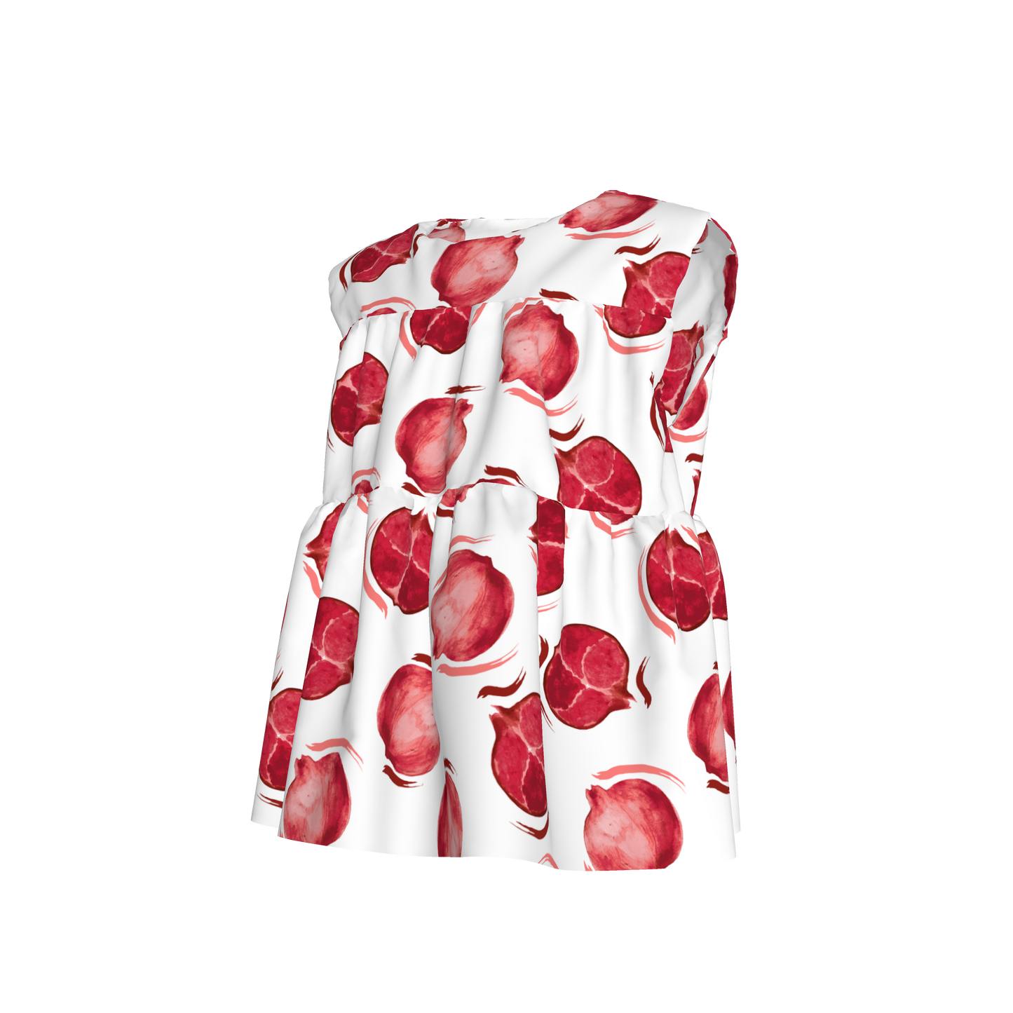 Kid's Sleeveless Ruffle Top in Spring Pomegranates