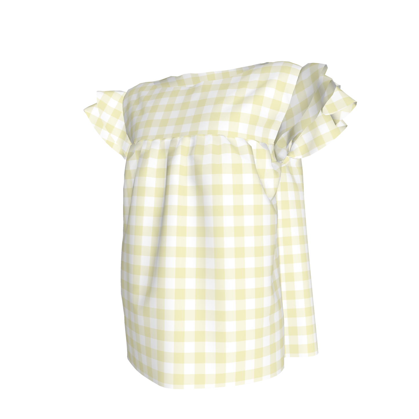 Ruffled Sleeve Top in Pastel Yellow Gingham