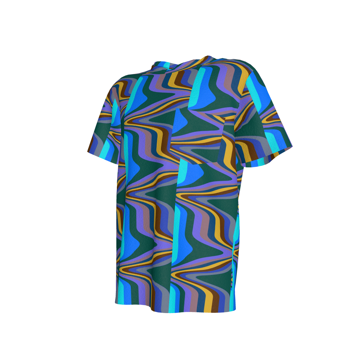 Kid's Pocket T-Shirt in Fun Retro Blues in Cotton Spandex Lightweight Jersey