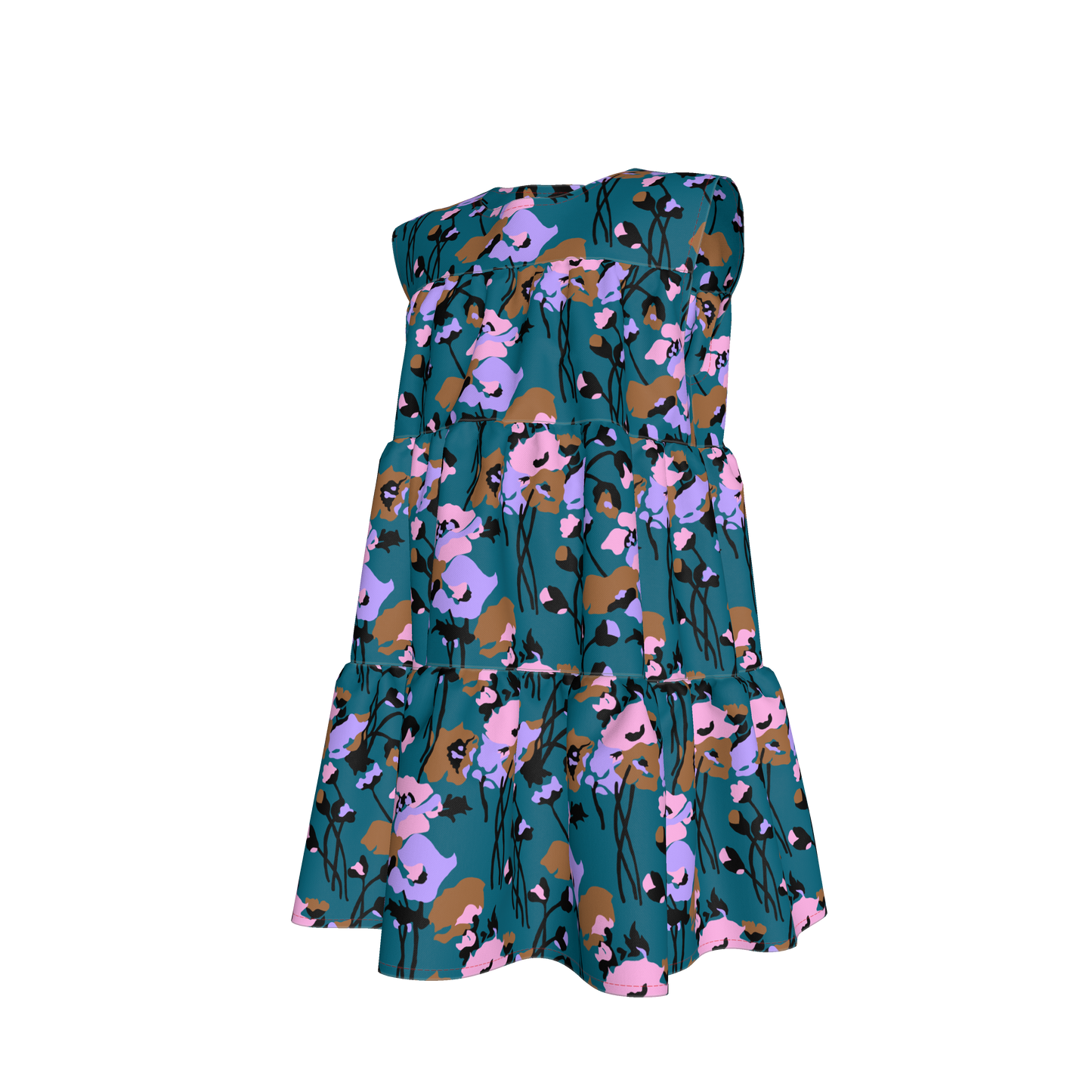 Kid's Ruffle Dress in Dini's Teal Floral
