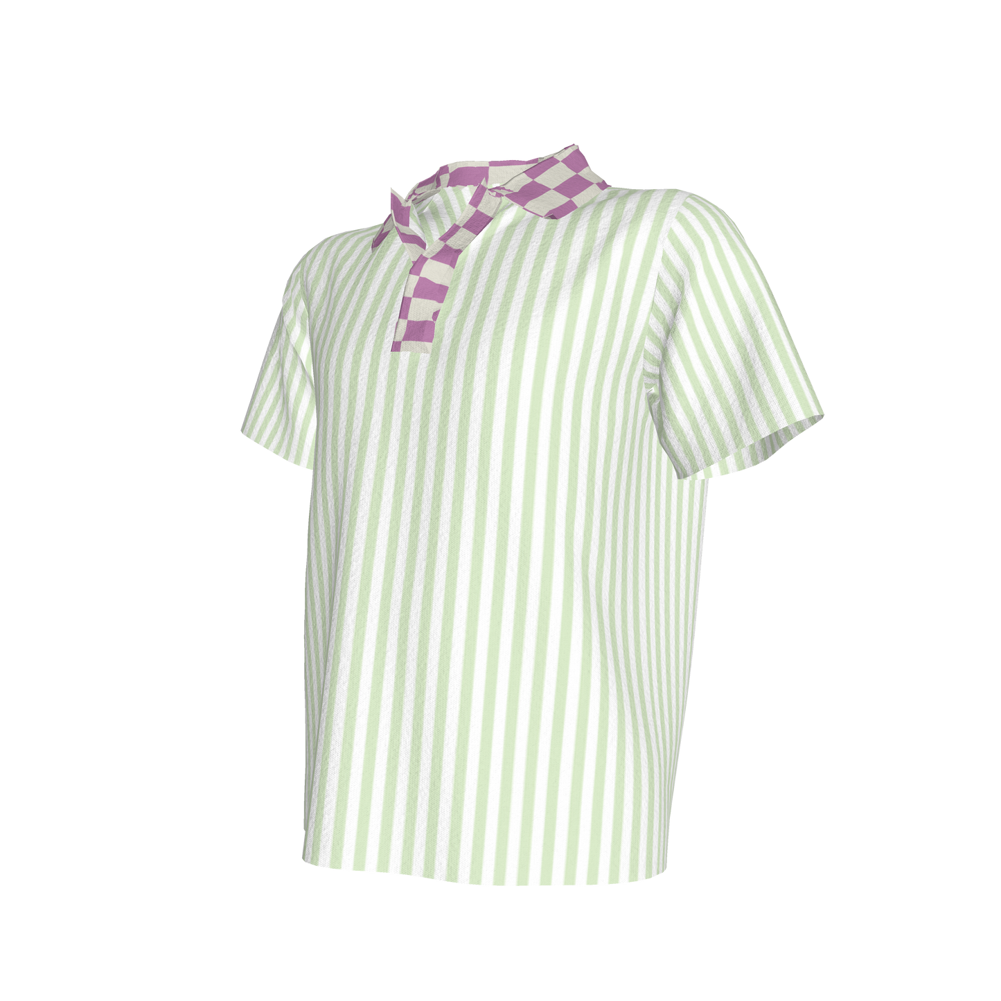 Lime Green Striped Polo