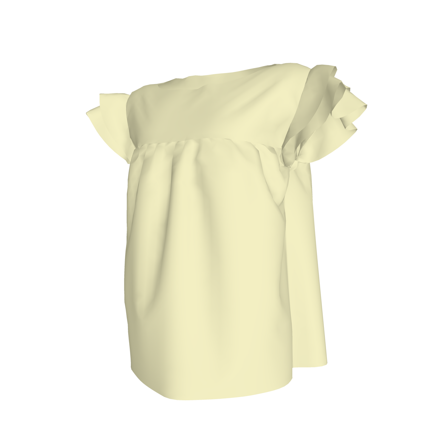 Ruffled Sleeve Top in Solid Pastel Yellow