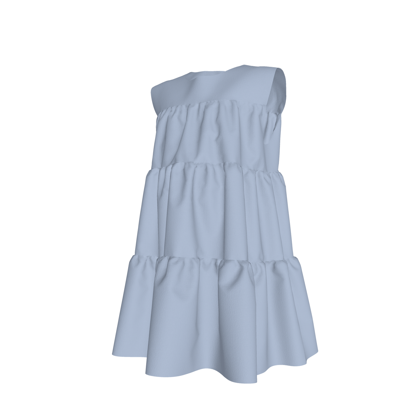 Ruffle Dress without Lining in Solid Blue Gingham