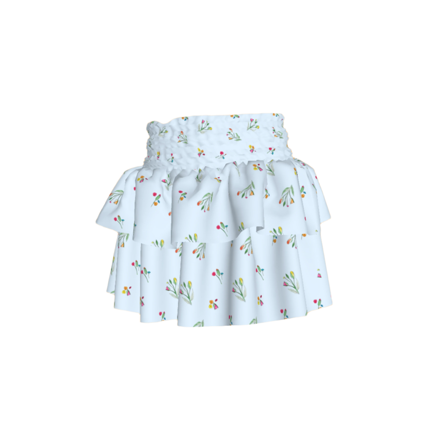 Kid's Smocked Ruffle Skirt in Sky Blue