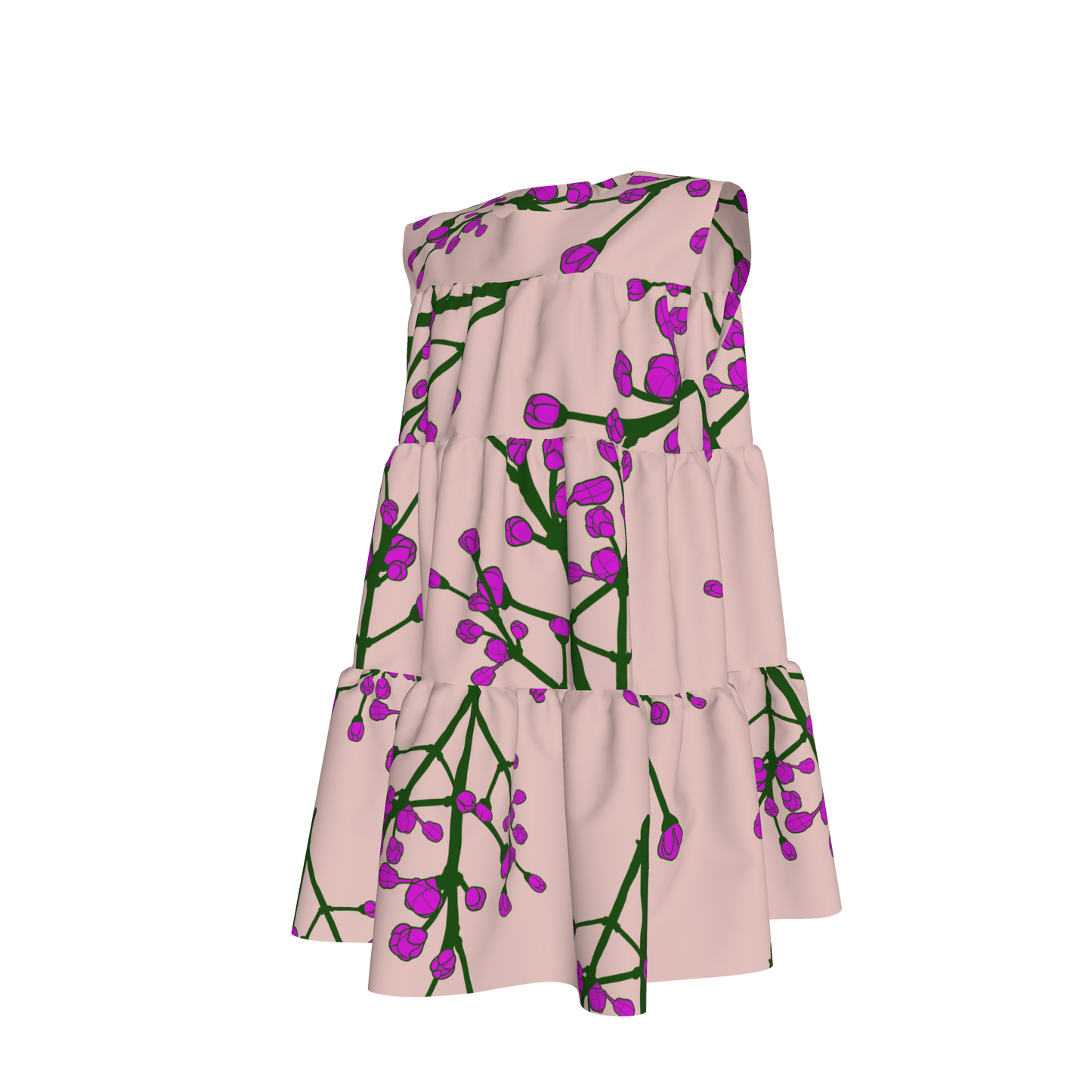 Floral Lilac Ruffle Dress with Lining