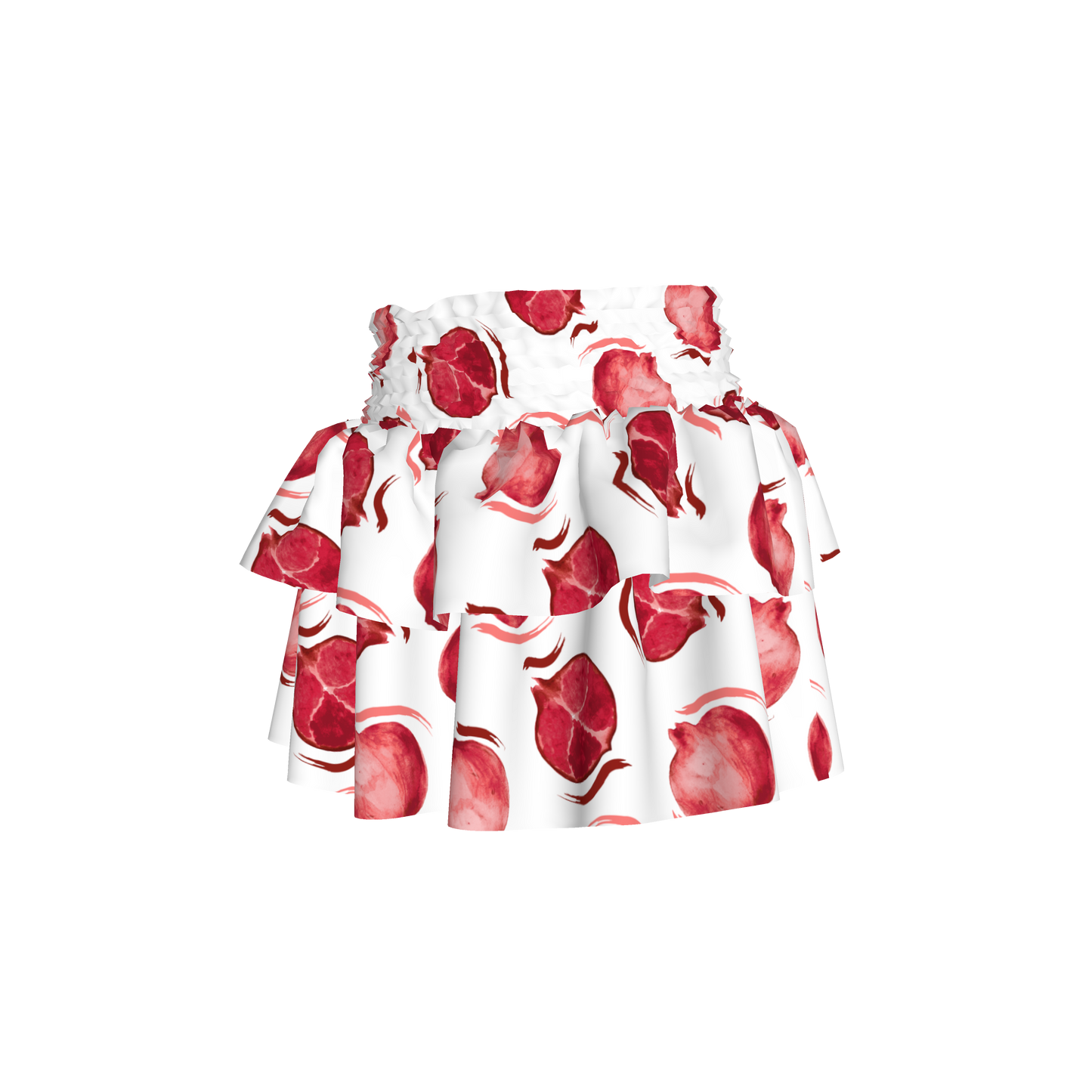 Kid's Smocked Ruffle Skirt in Spring Pomegranates