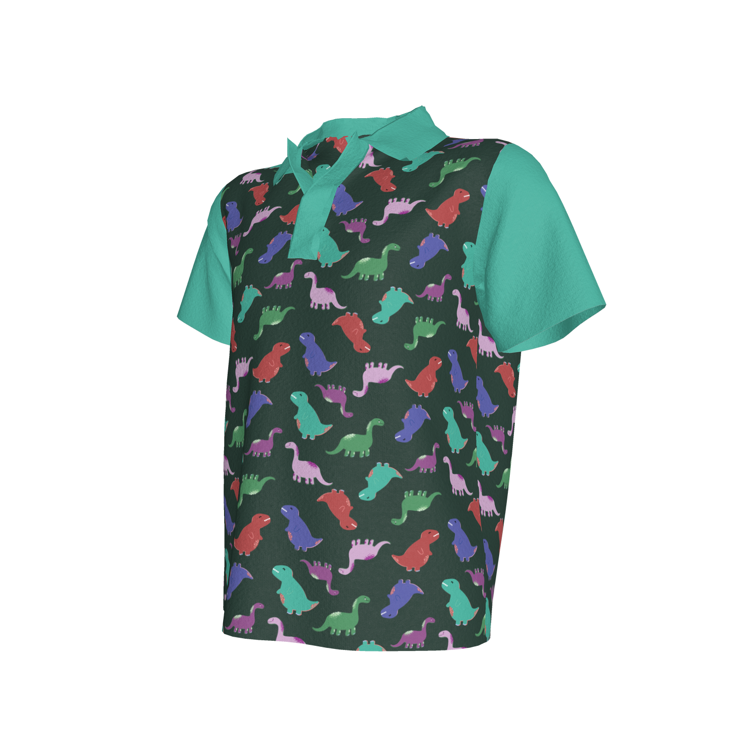 Teal Dino Party Polo