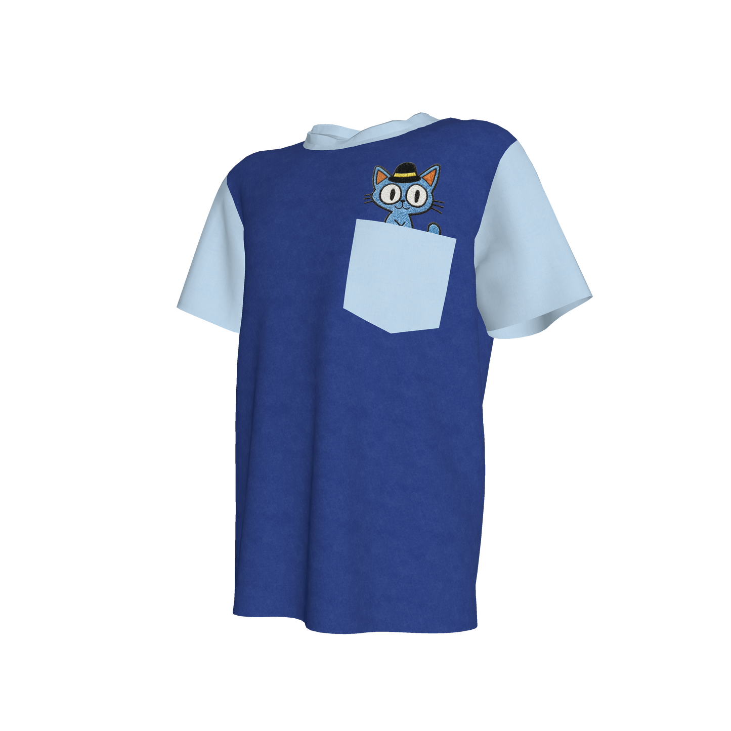 Blue Cat Pocket Pal Tee in Curious Blue