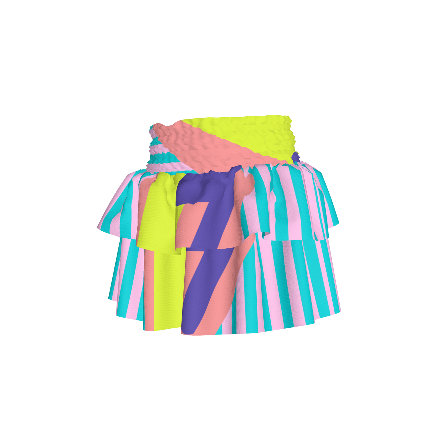 Color Splash Smocked Ruffle Skirt