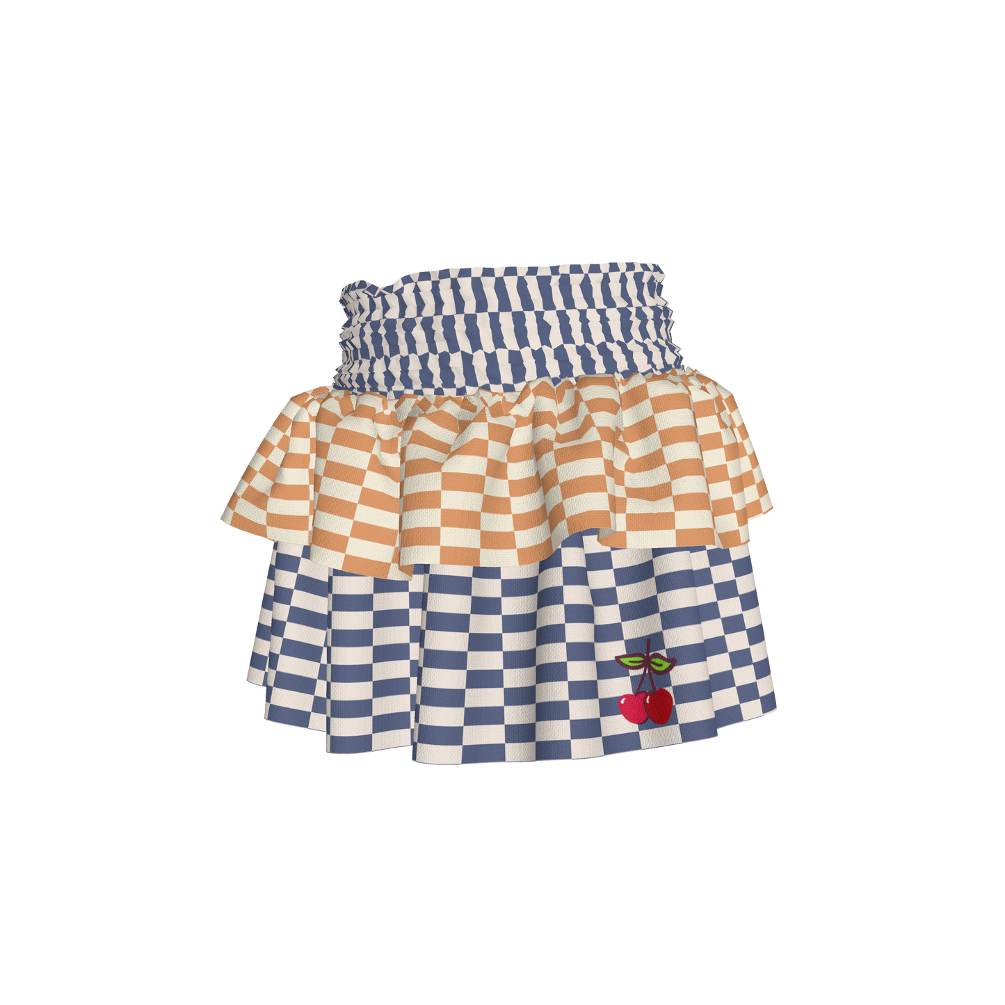 Blue & Yellow Gingham Ruffle Skirt