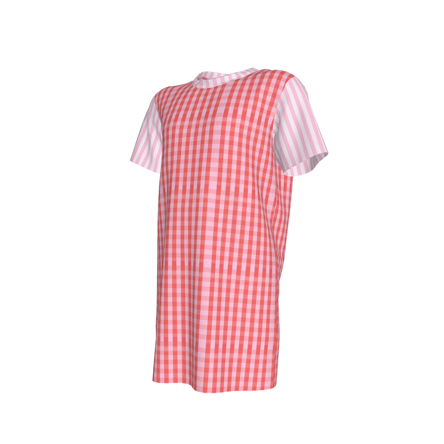 Pink Gingham Shirt Dress