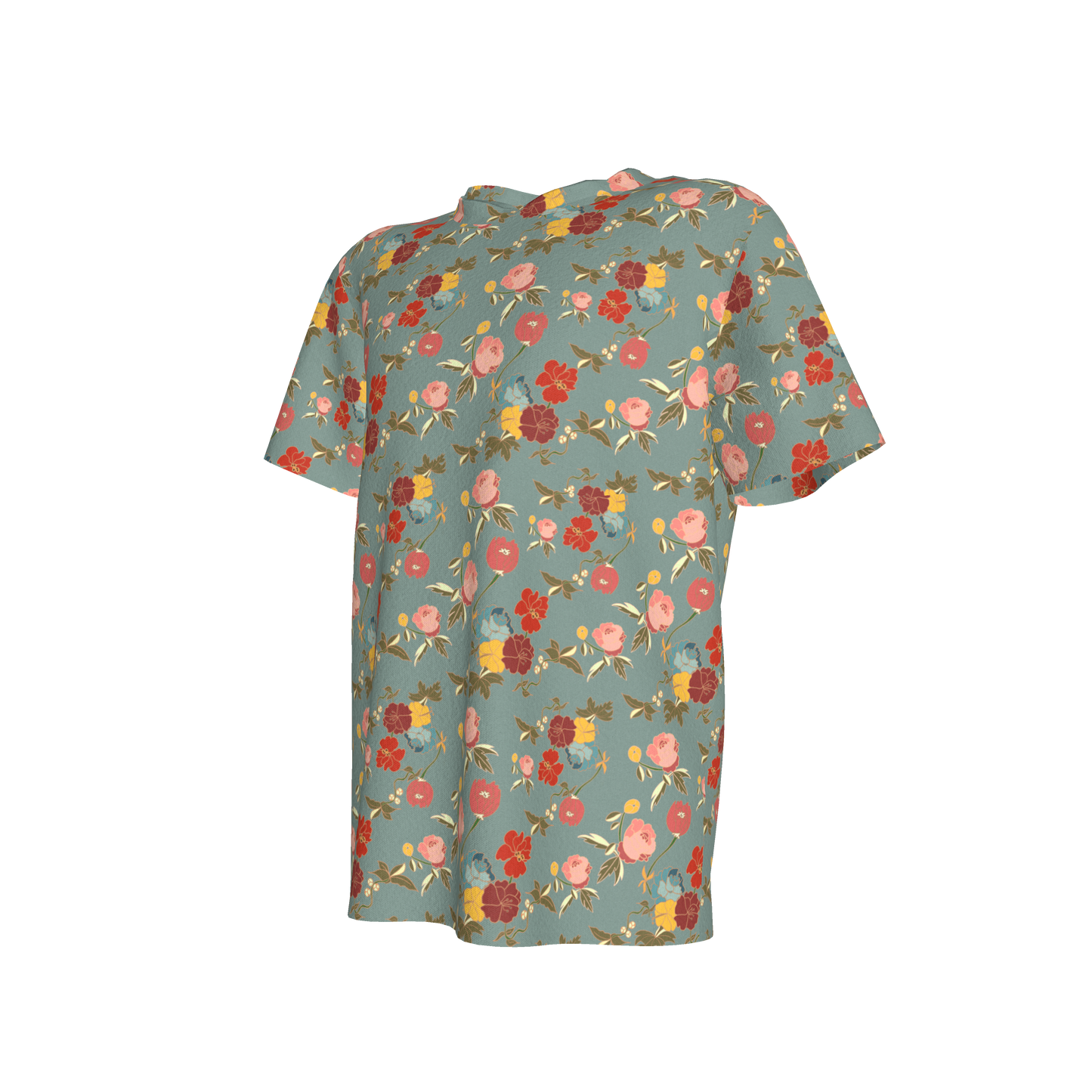 Belle Flower Light Blue in Cotton Spandex Lightweight Jersey
