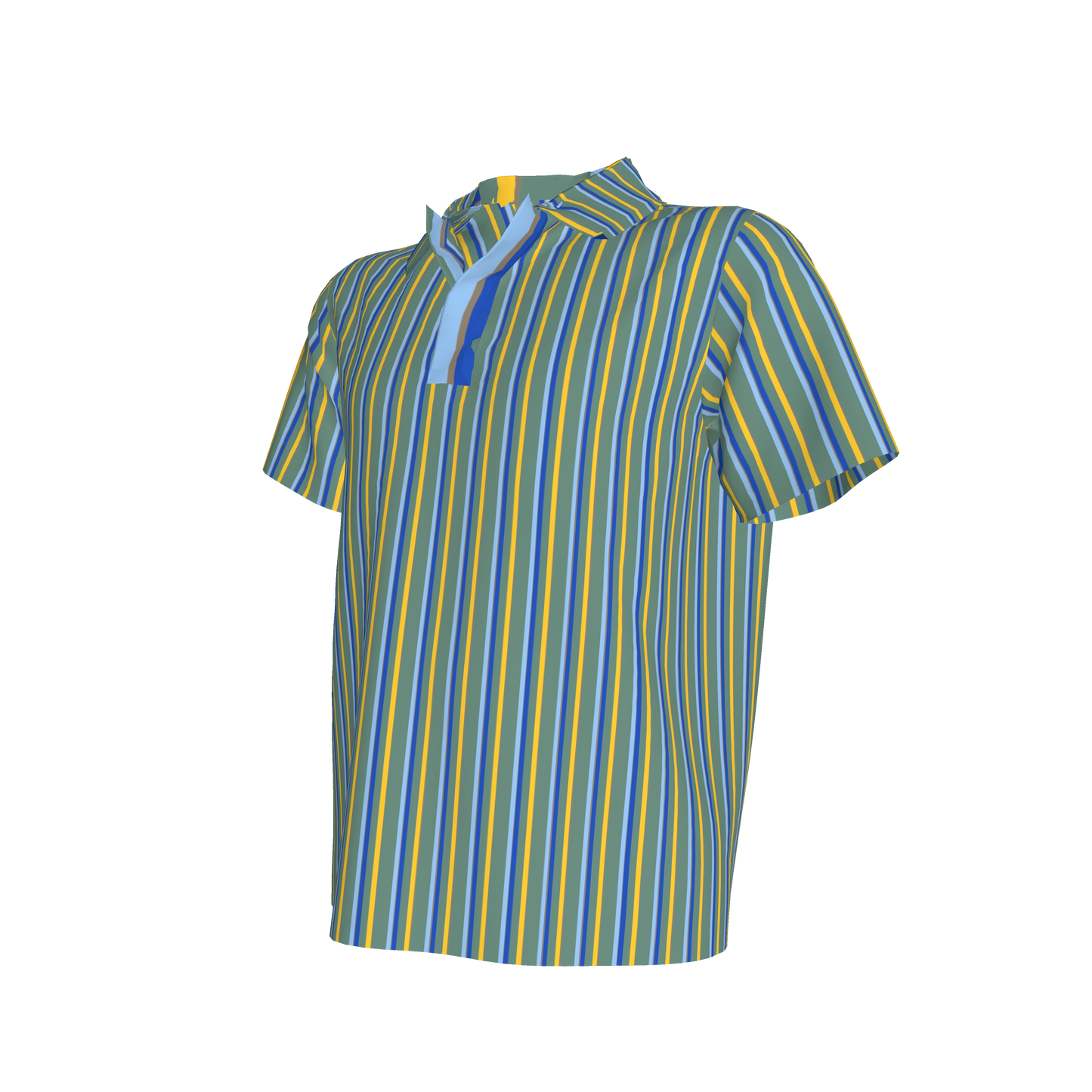 Kid's Polo in Stripes Acqua in Organic Cotton Pique