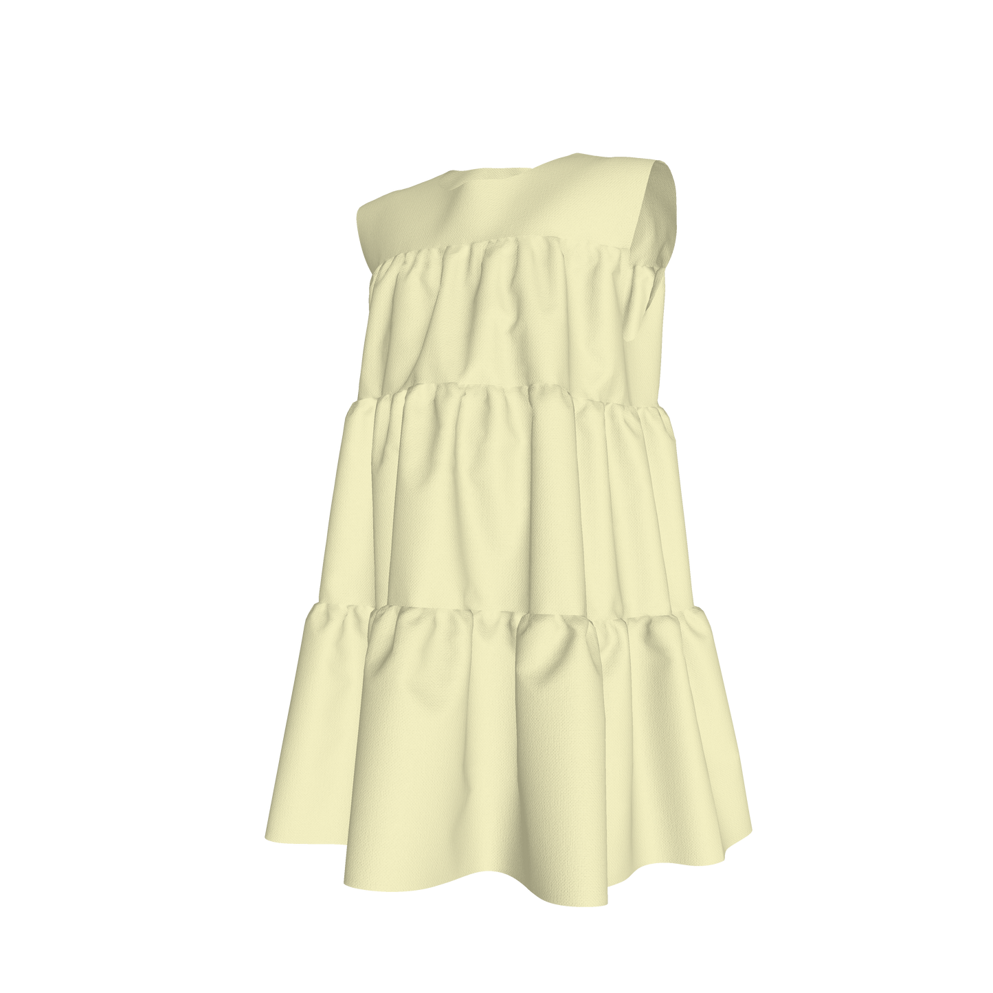 Ruffle Dress without Lining in Solid Pastel Yellow