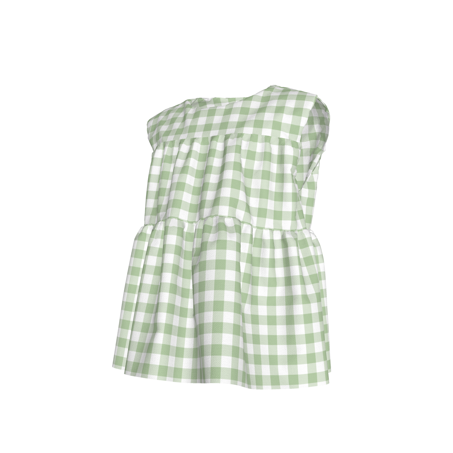 Sleeveless Ruffle Top in Pastel Green Gingham