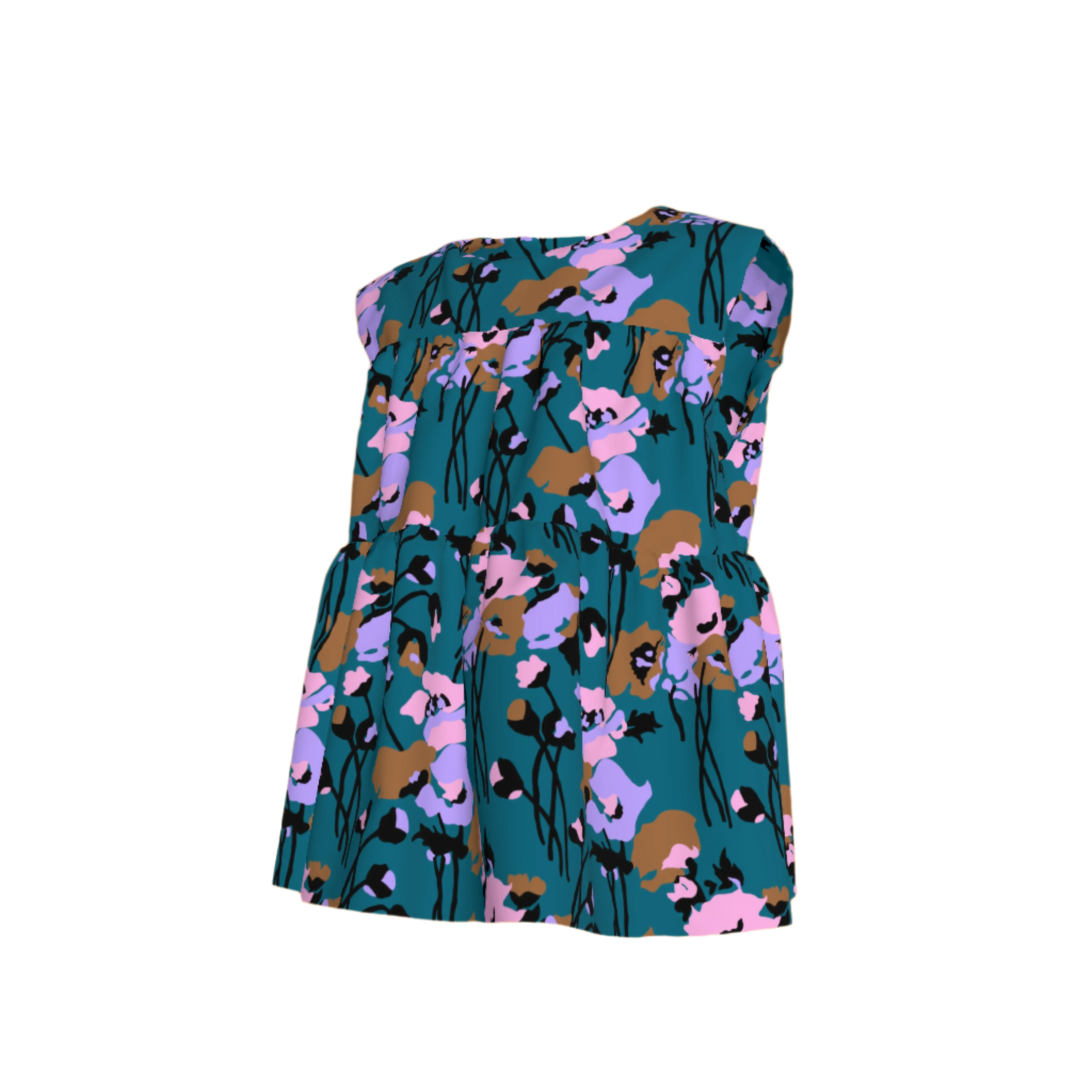 Kid's Sleeveless Ruffle Top in Dini's Teal Floral