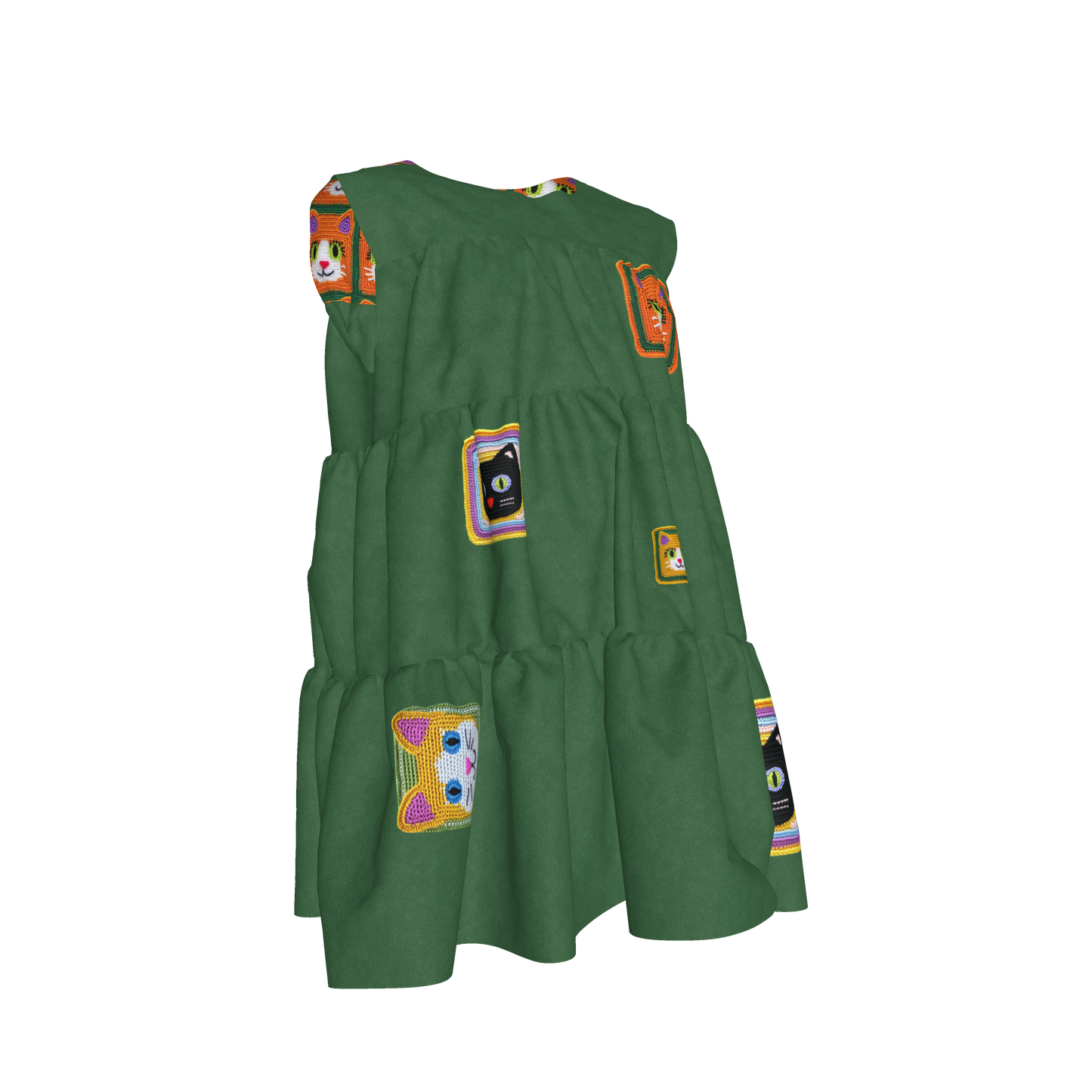 Cat Crochet Dress in Forest