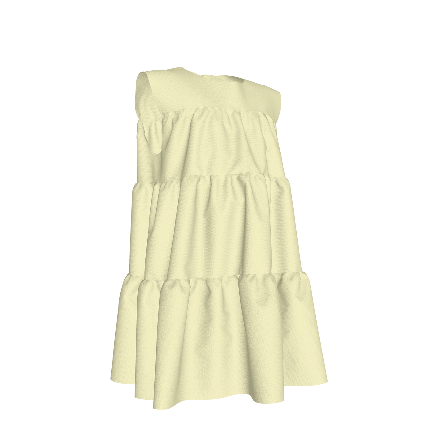 Ruffle Dress without Lining in Solid Pastel Yellow