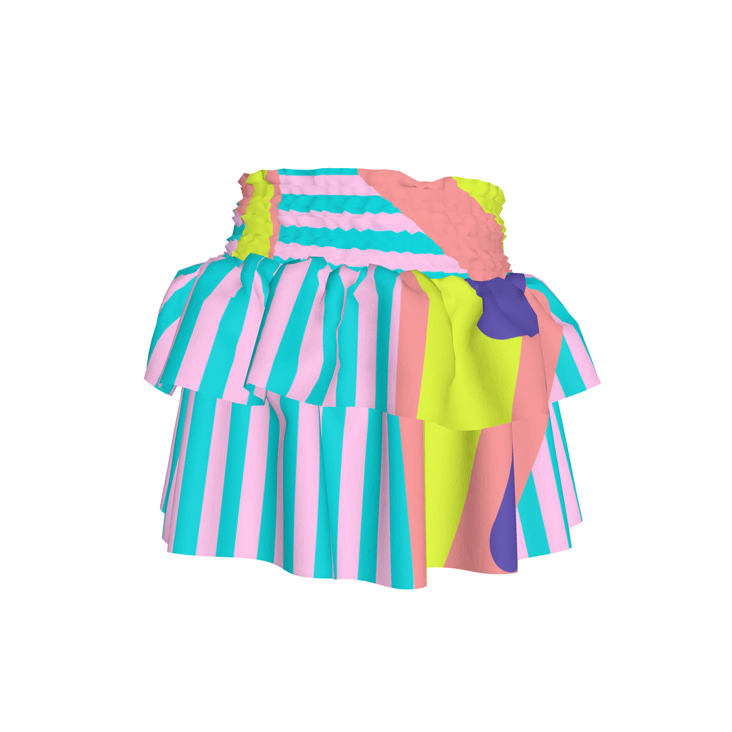Color Splash Smocked Ruffle Skirt