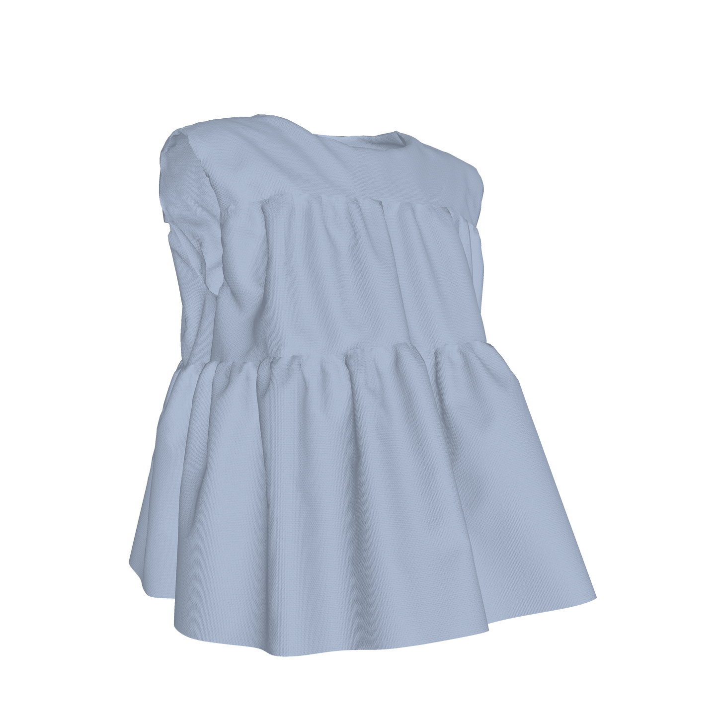 Sleeveless Ruffle Top in Solid Pastel Blue