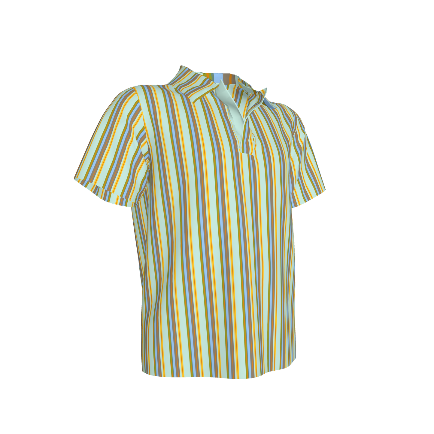 Kid's Polo in Stripes Light Blue & Orange in Organic Cotton Pique