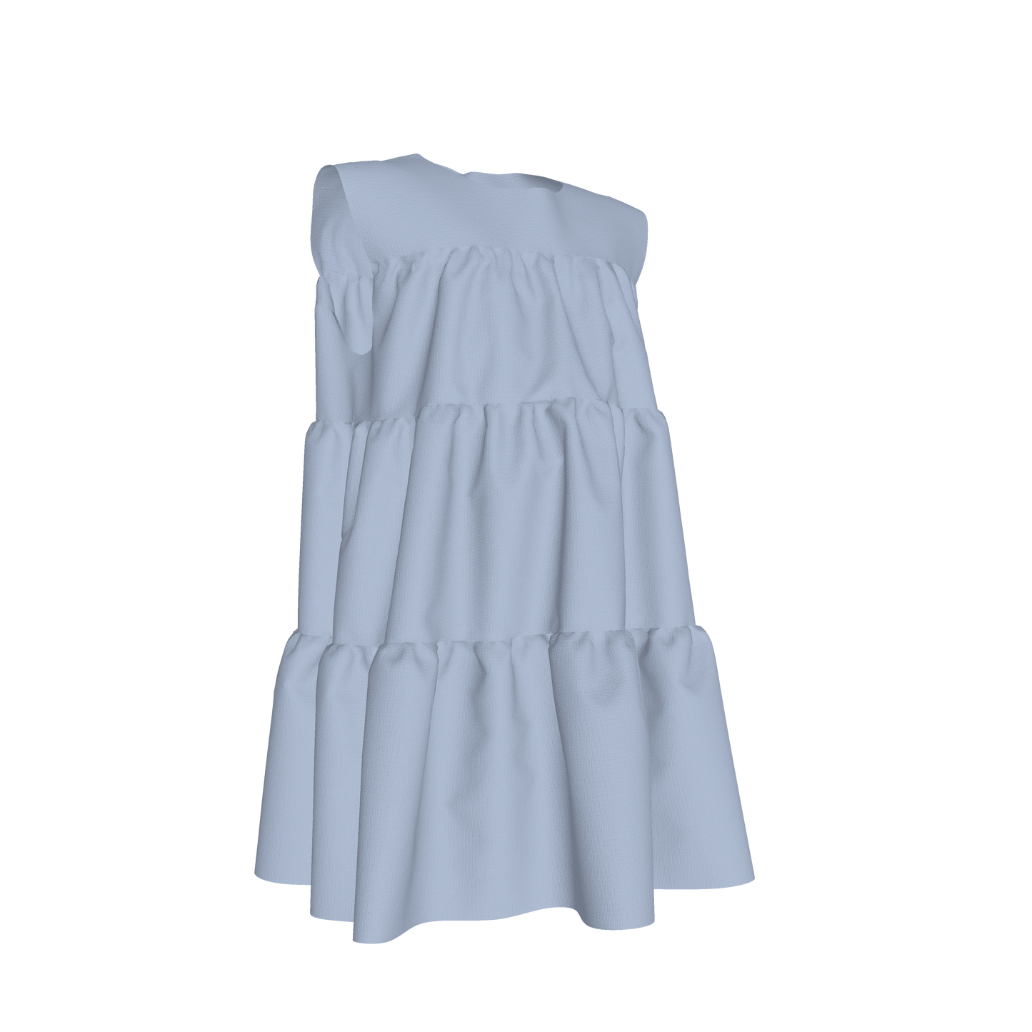 Ruffle Dress without Lining in Solid Blue Gingham