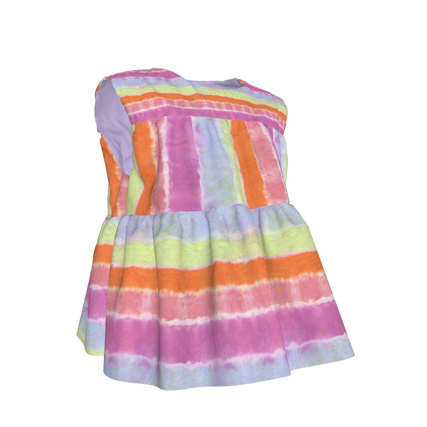 Rainbow Tie-Dye Sleeveless Ruffle Top