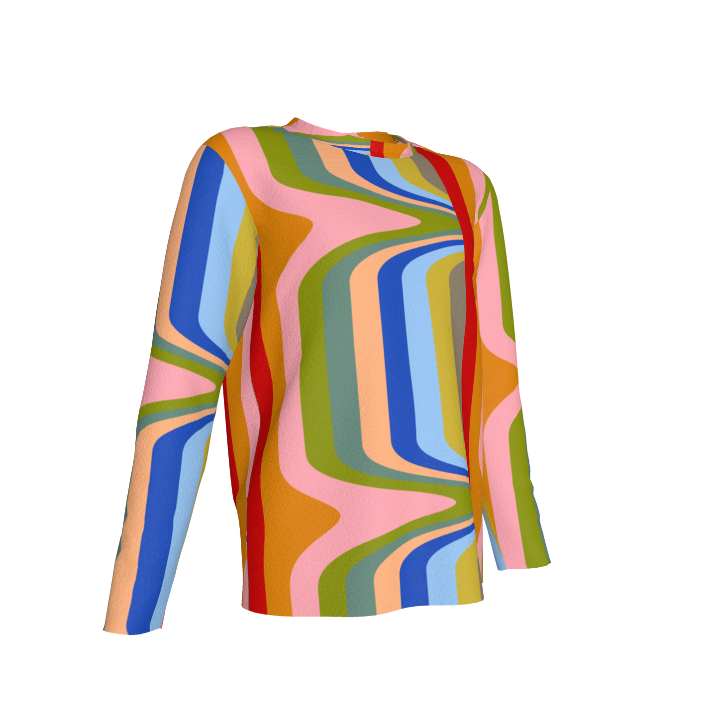 Kid's Long Sleeve T-Shirt in Fun Retro in Cotton Spandex Lightweight Jersey