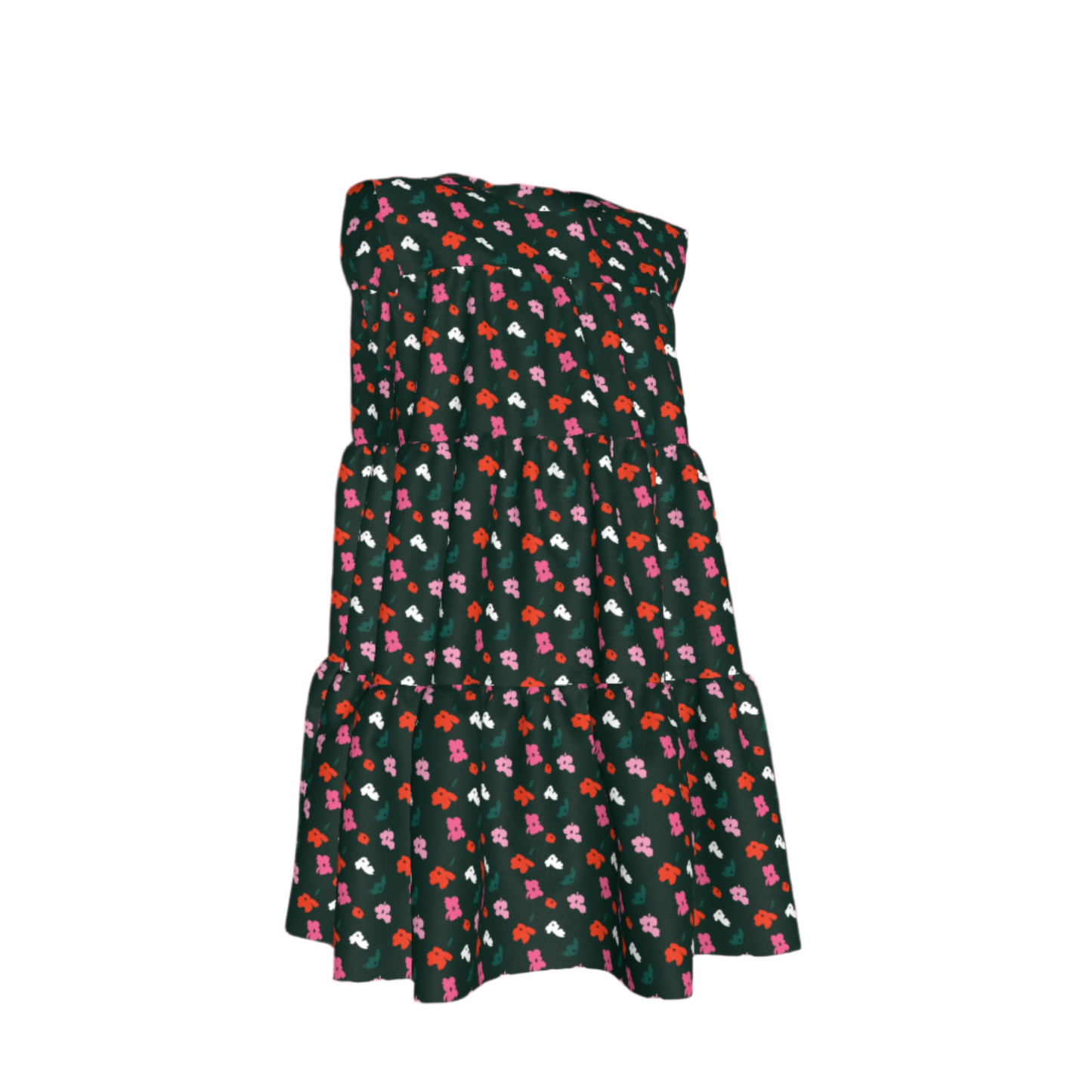 Kid's Ruffle Dress with Lining in Evergreen Painted Poppies