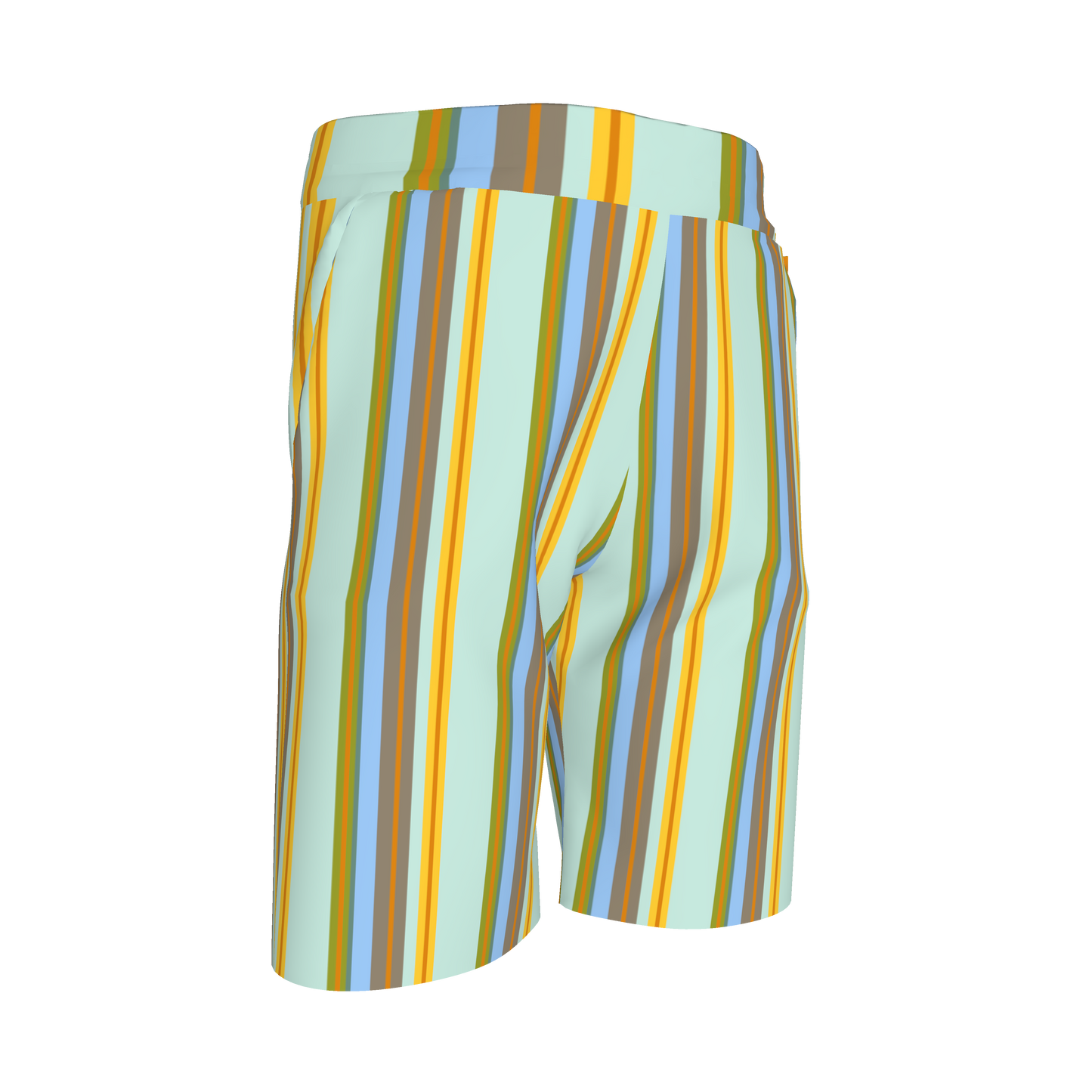 Kid's Knit Shorts in Stripes in Light Blue &Orange in Organic Cotton Pique