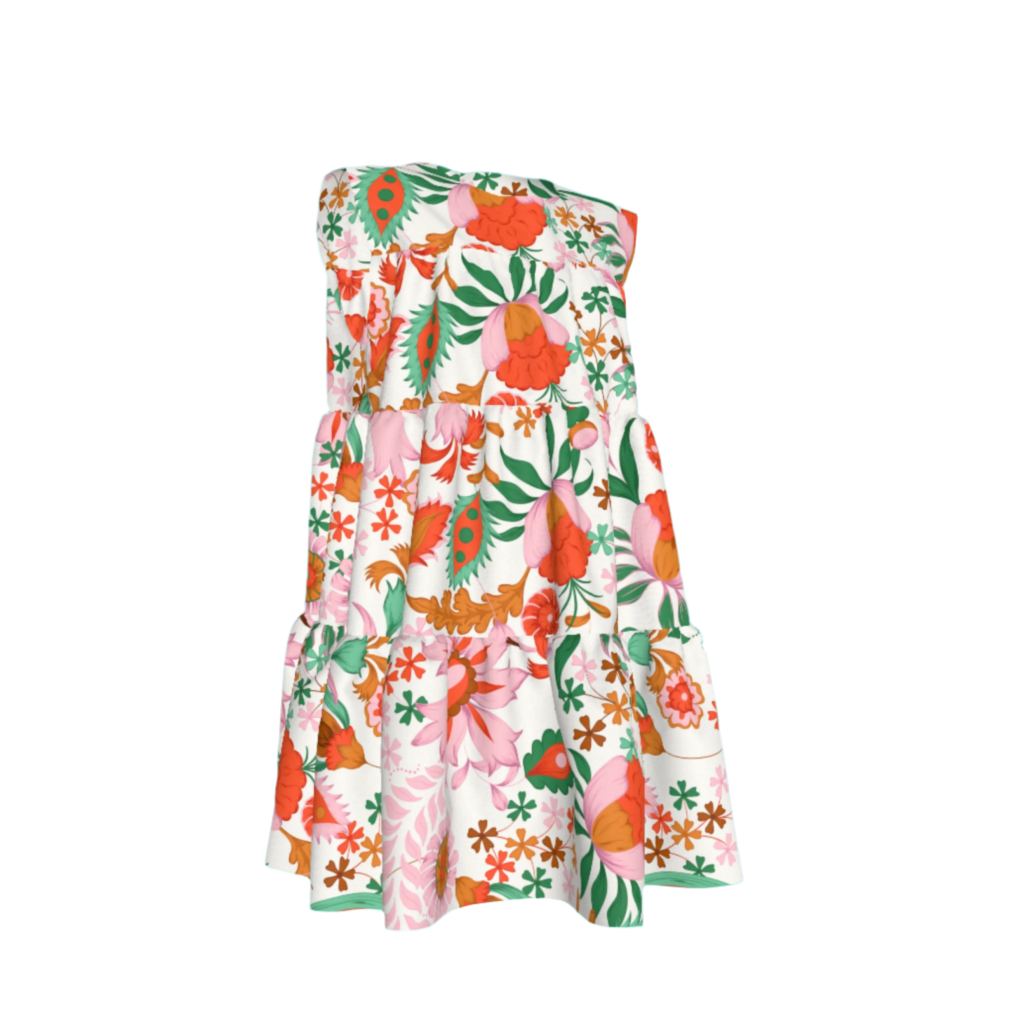Kid's Ruffle Dress with Lining in Ecru Dutch Blossoms
