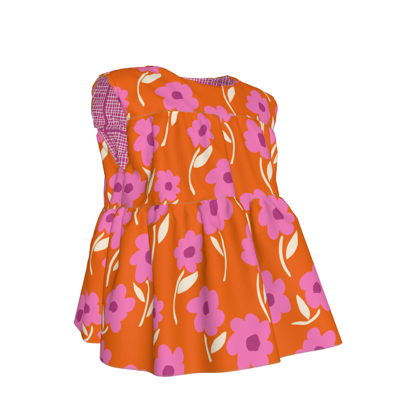 Orange Sleeveless Ruffle Top