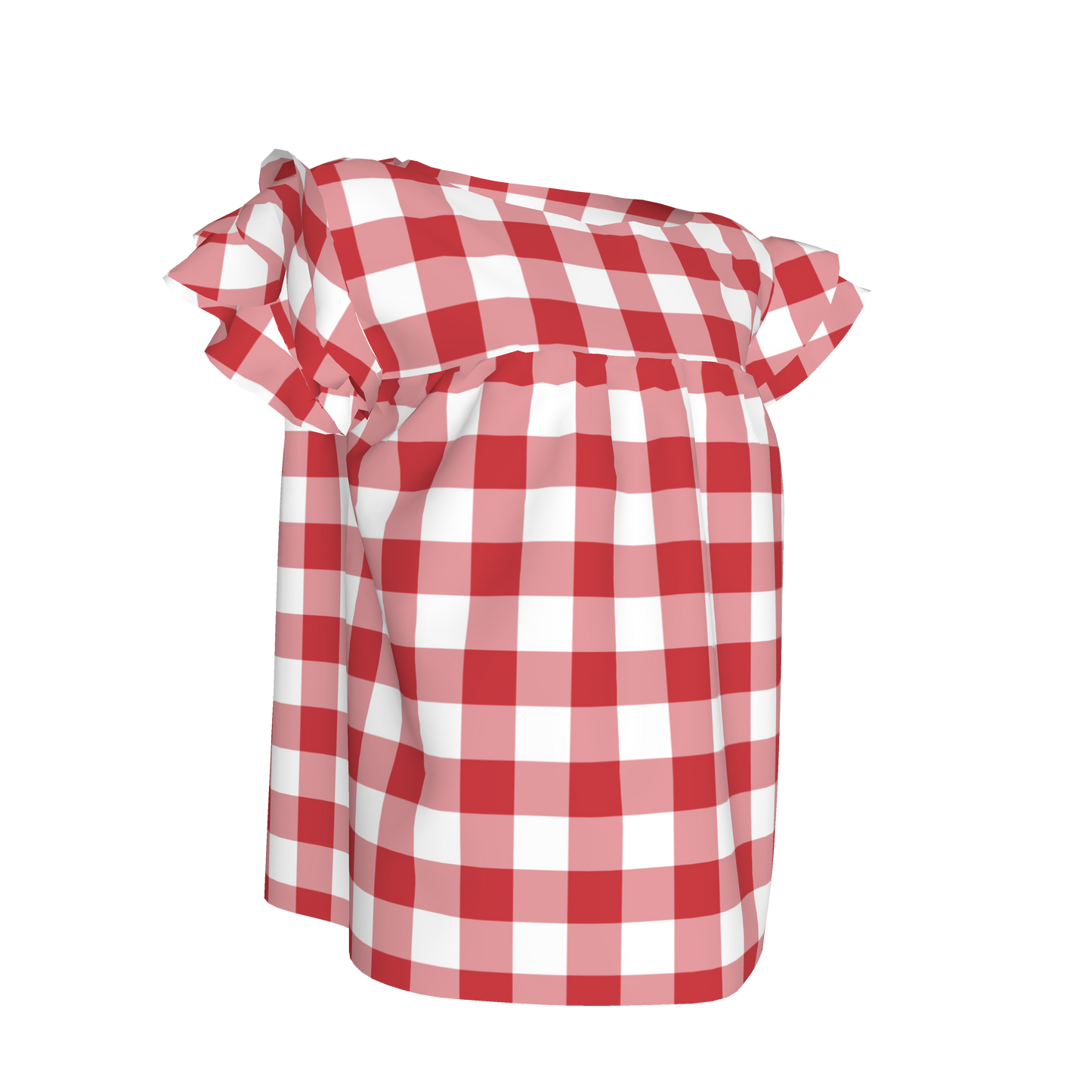 Ruffled Sleeve Top in Red Gingham