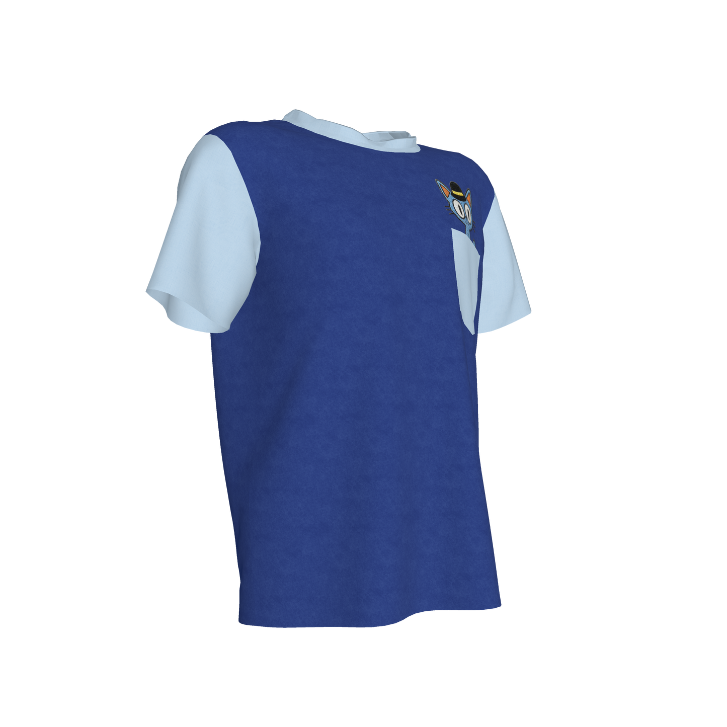 Blue Cat Pocket Pal Tee in Curious Blue