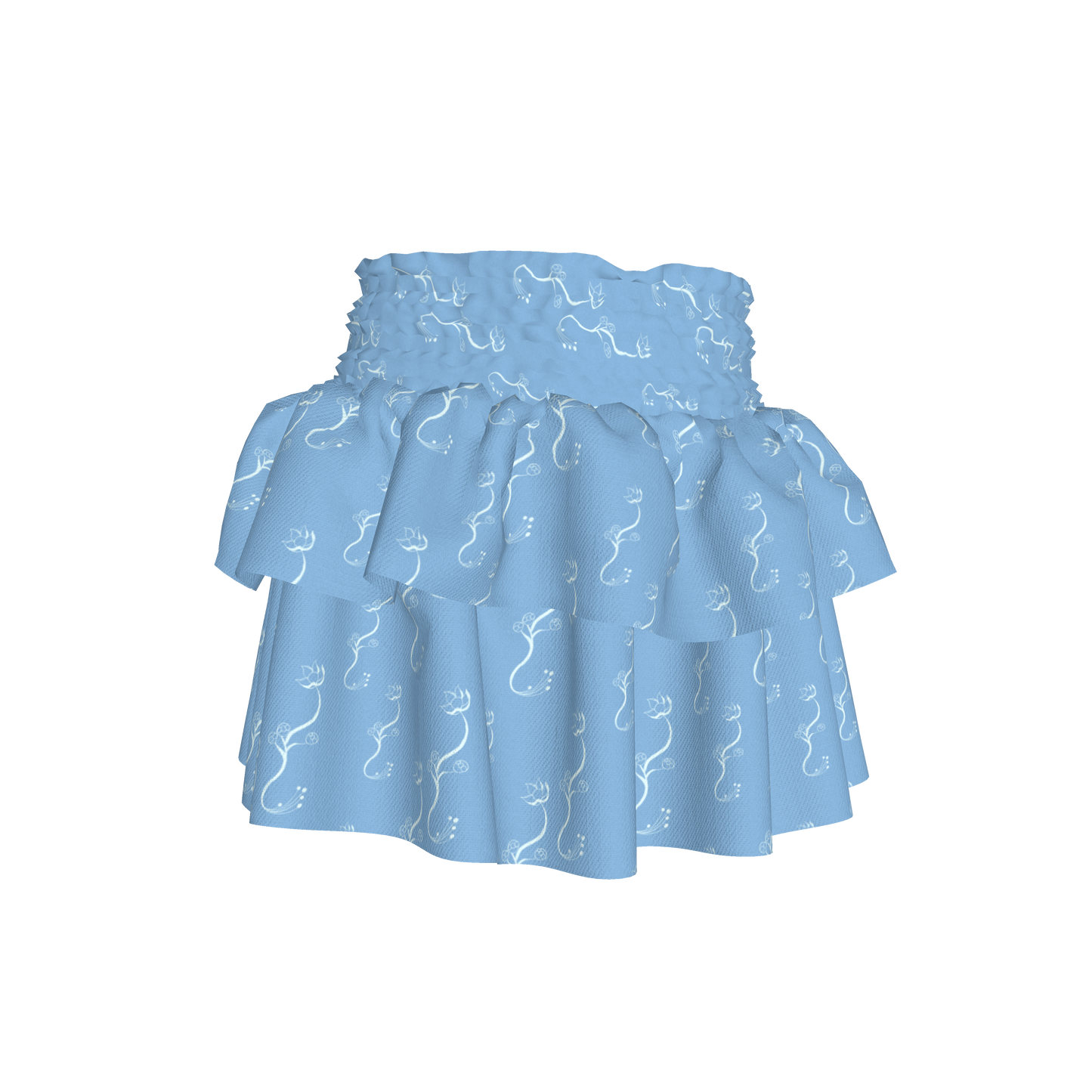 Kid's Smocked Skirt in Bloom Light Blue in Light Cotton Slub