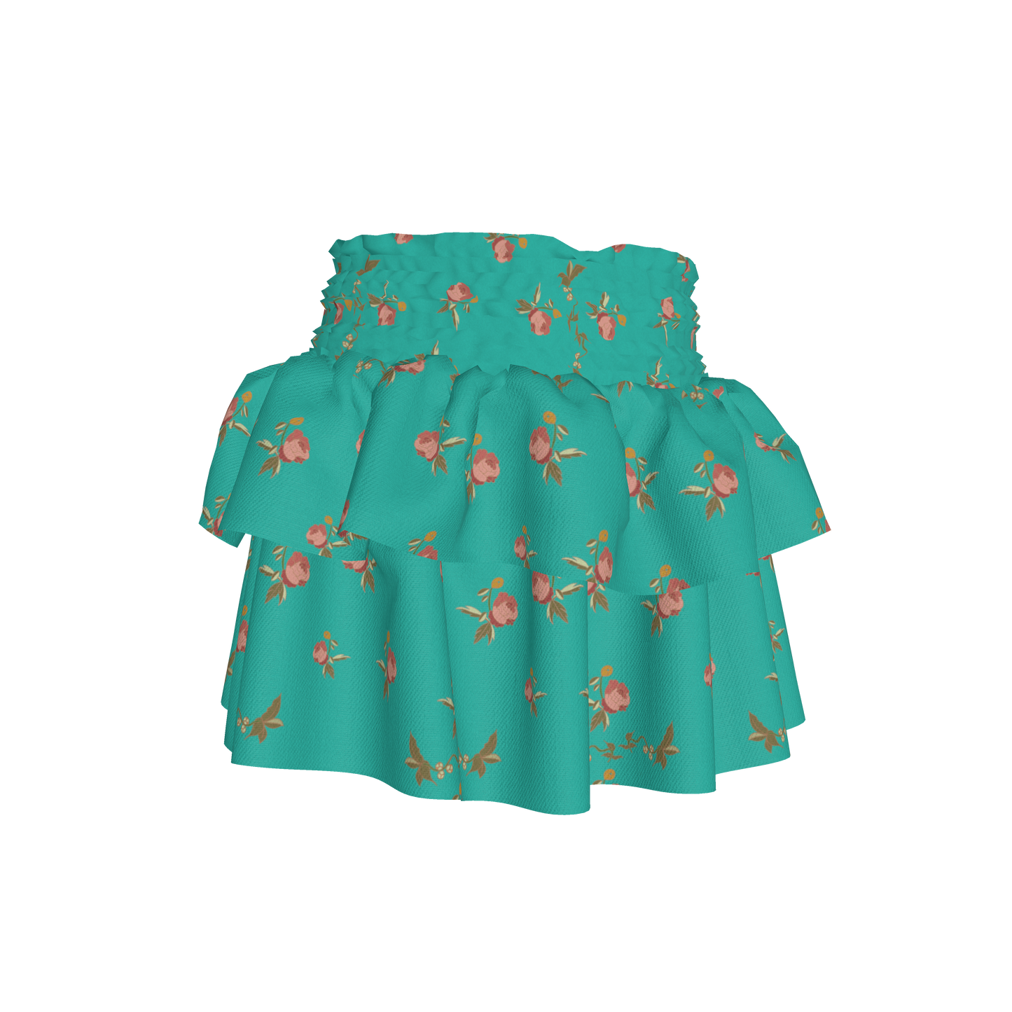 Kid's Smocked Skirt in Belle Bloom Bright Blue in Light Cotton Slub