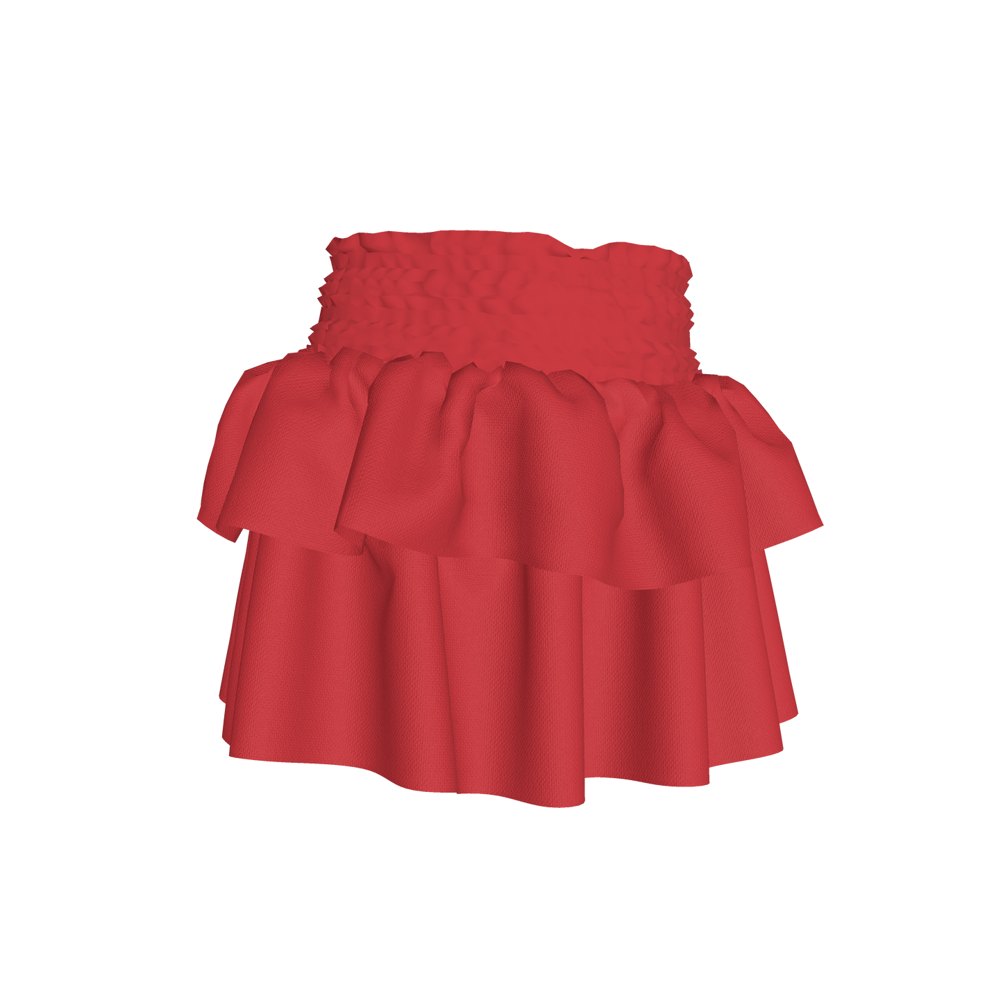 Smocked Ruffle Skirt in Solid Red
