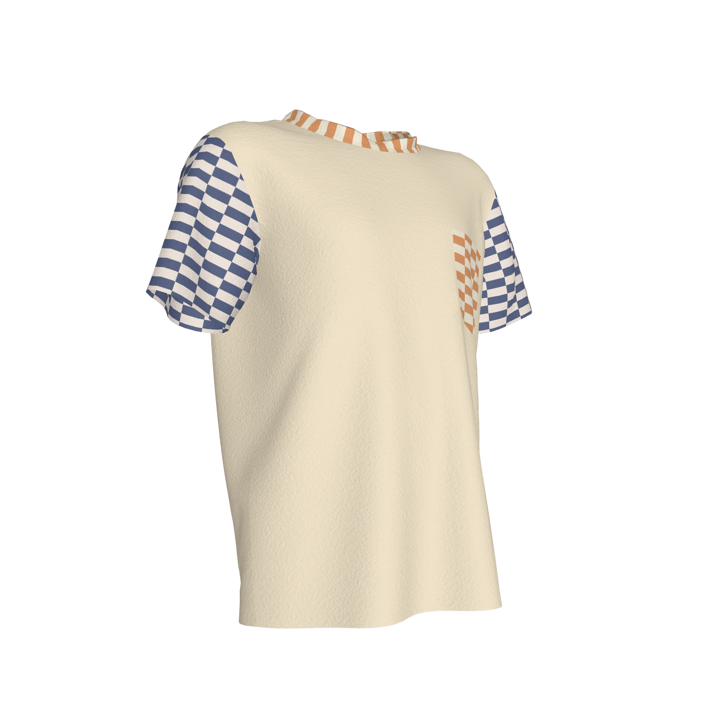 Blue & Yellow Gingham Mix Pocket T-shirt