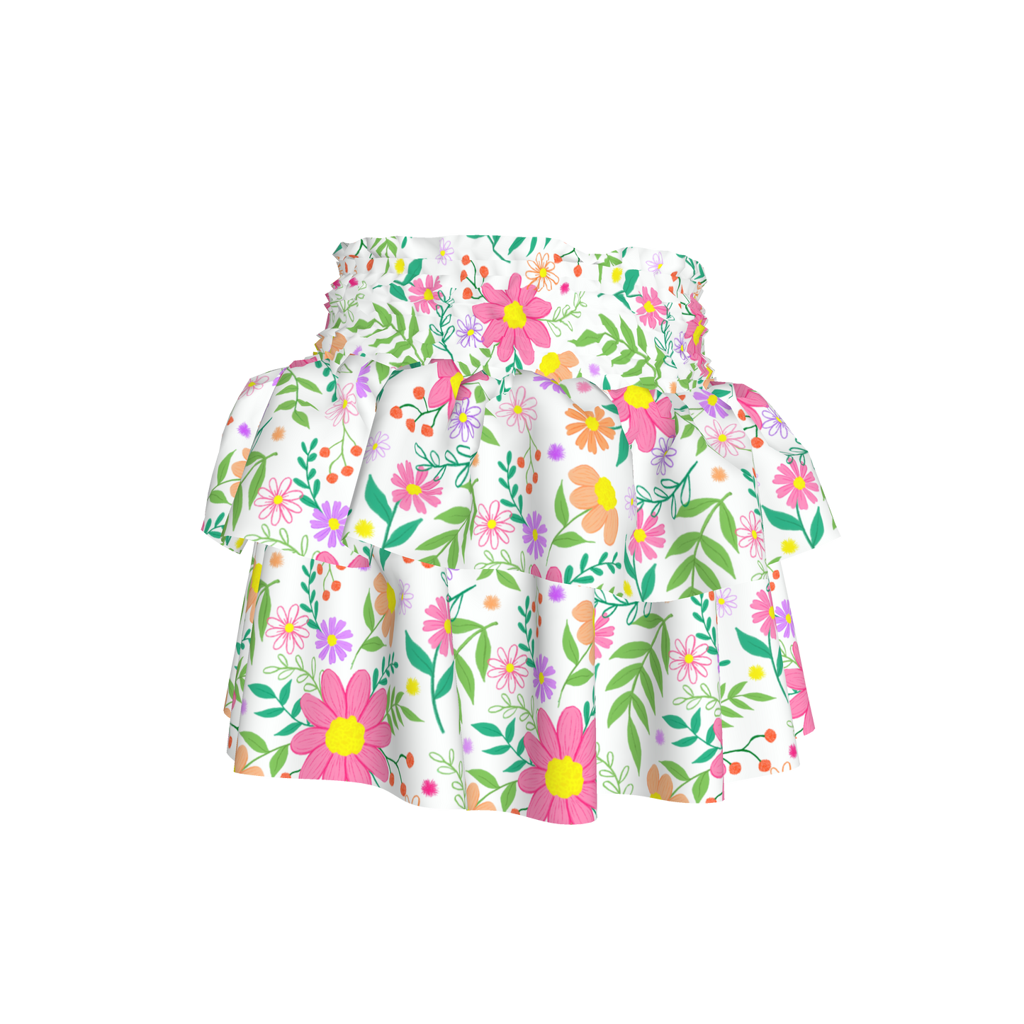 Bright Floral Ruffled Skirt