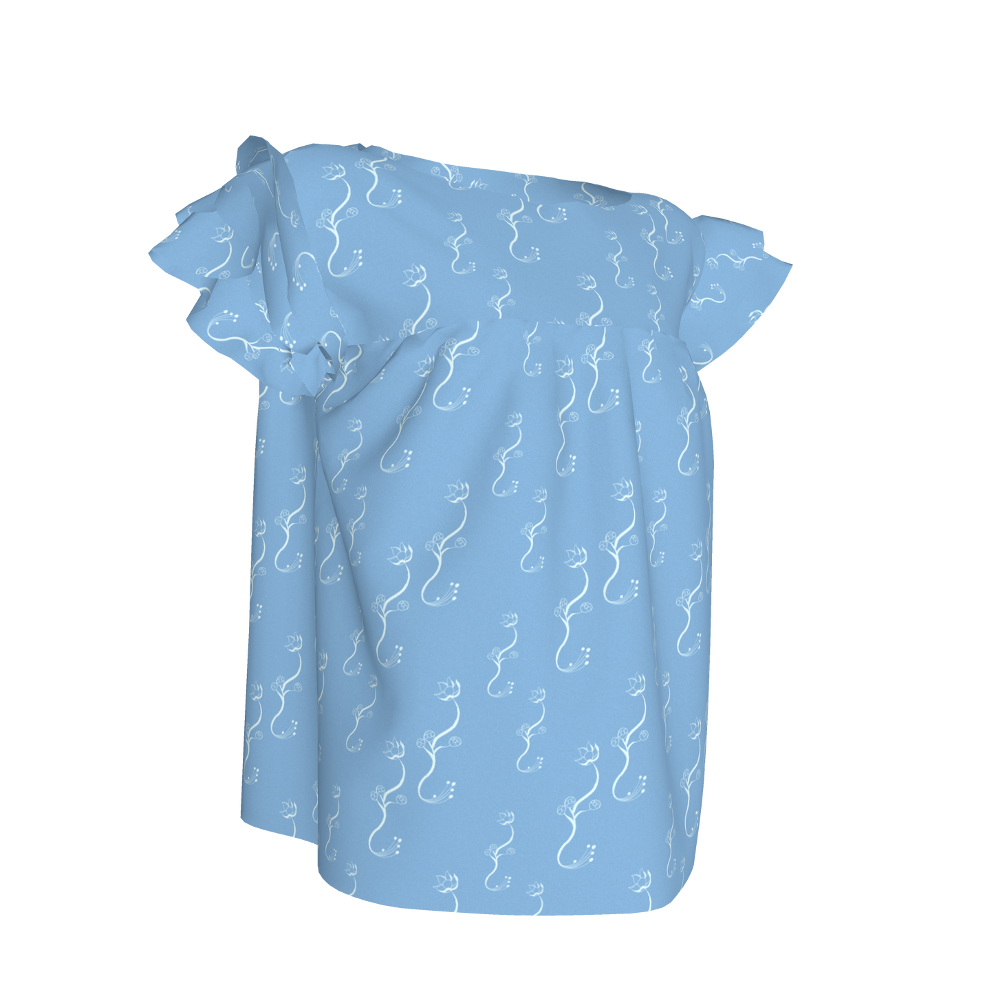 Kid's Ruffled Sleeve Top in Bloom Light Blue in Light Cotton Slub