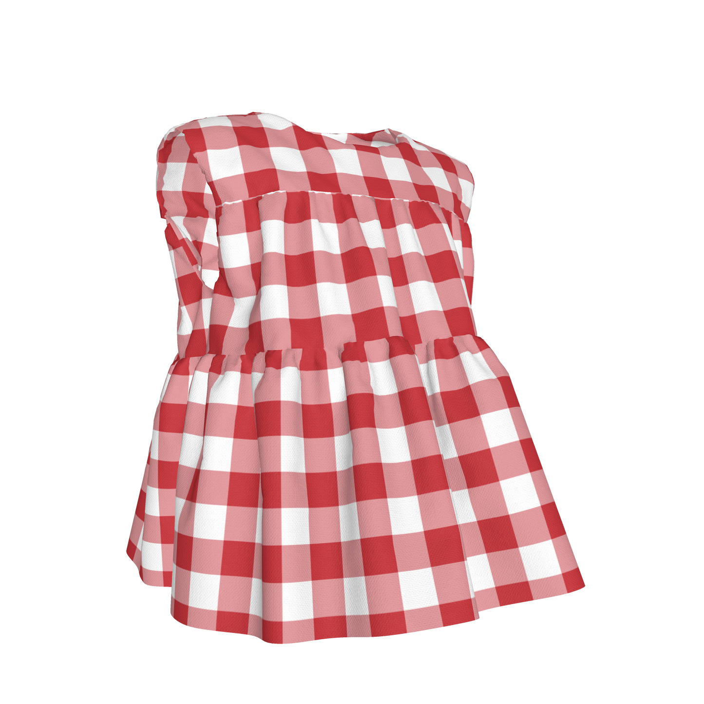 Sleeveless Ruffle Top in Red Gingham