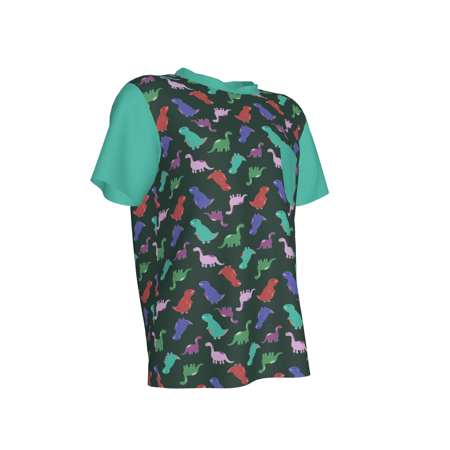 Teal Dino Party Pocket T-Shirt