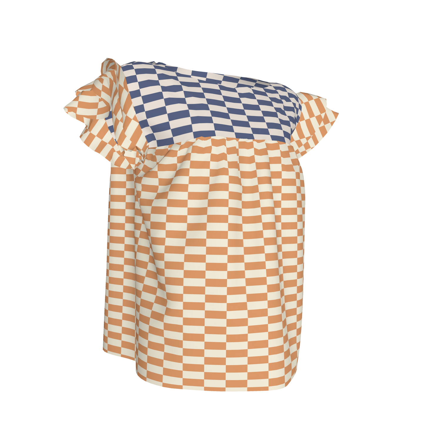 Yellow & Blue Gingham Mix Ruffled Sleeve Top