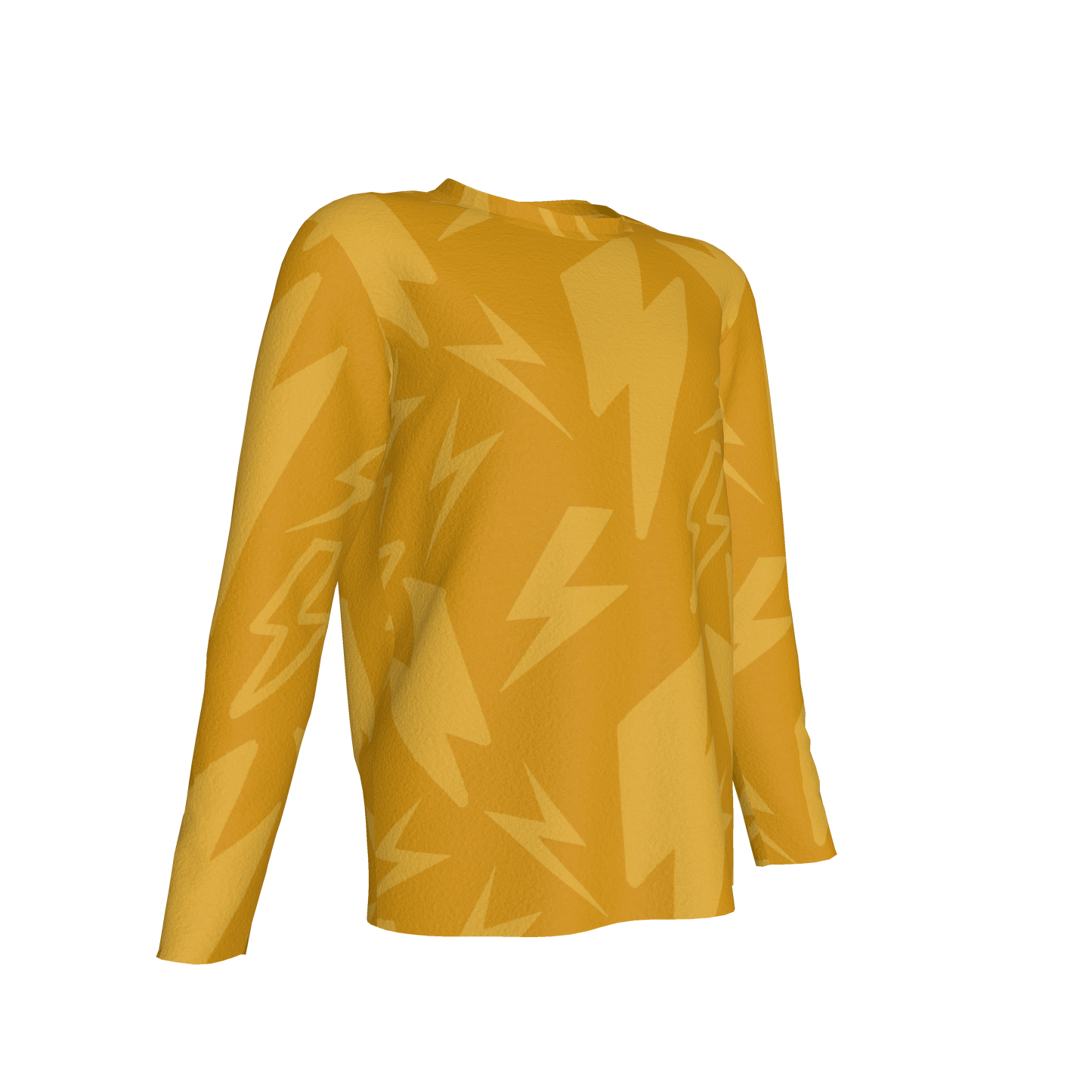 Kid's Long Sleeve T-Shirt in Yellow Super Thunder in Cotton Spandex Lightweight Jersey