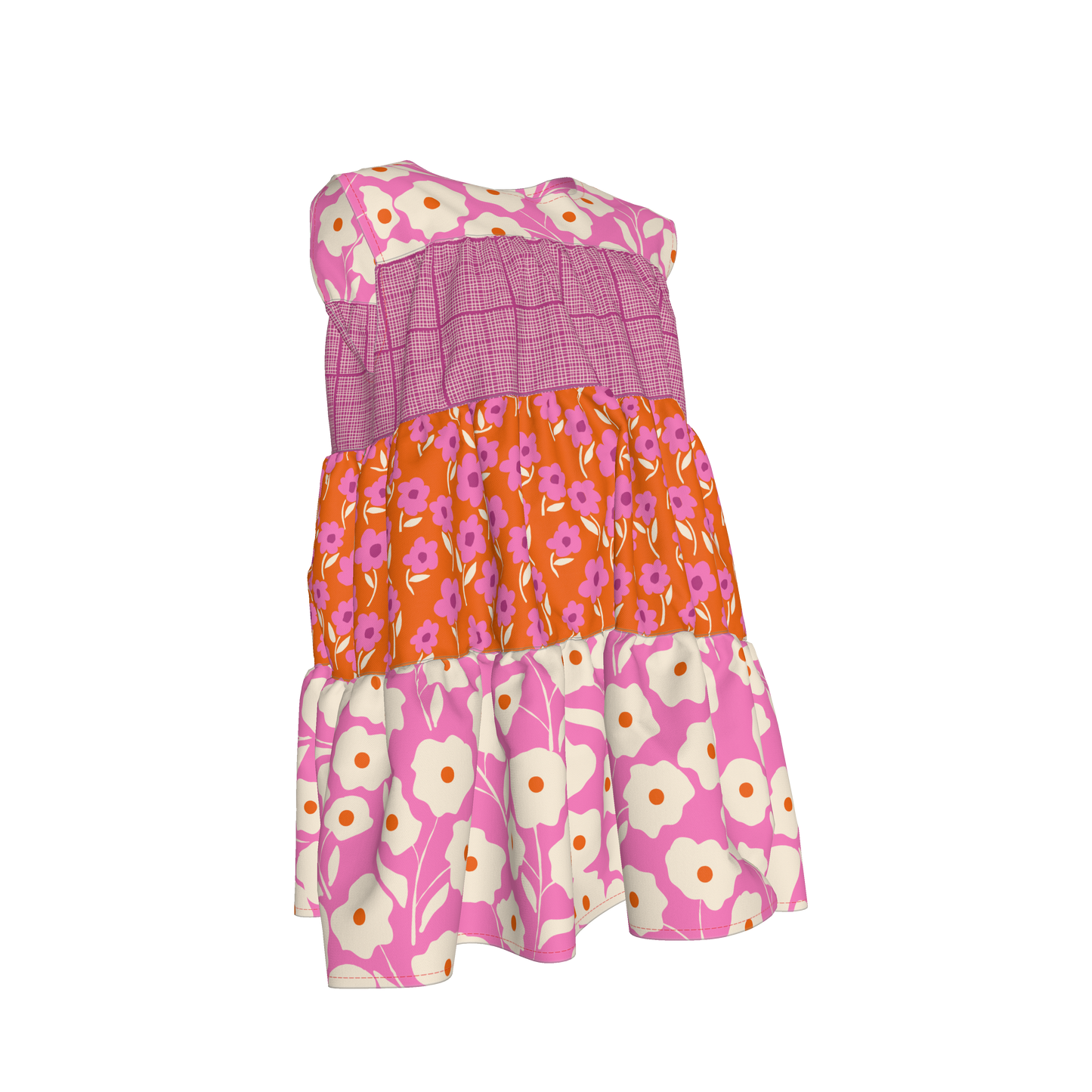 Pink Ruffle Dress with Lining