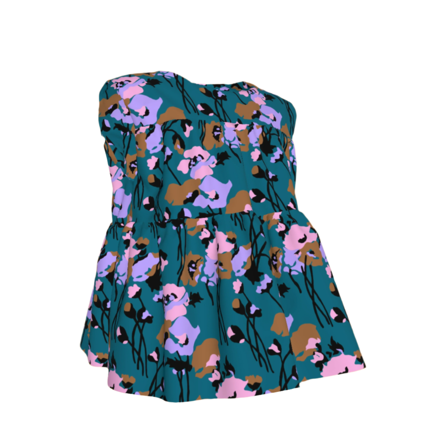 Kid's Sleeveless Ruffle Top in Dini's Teal Floral