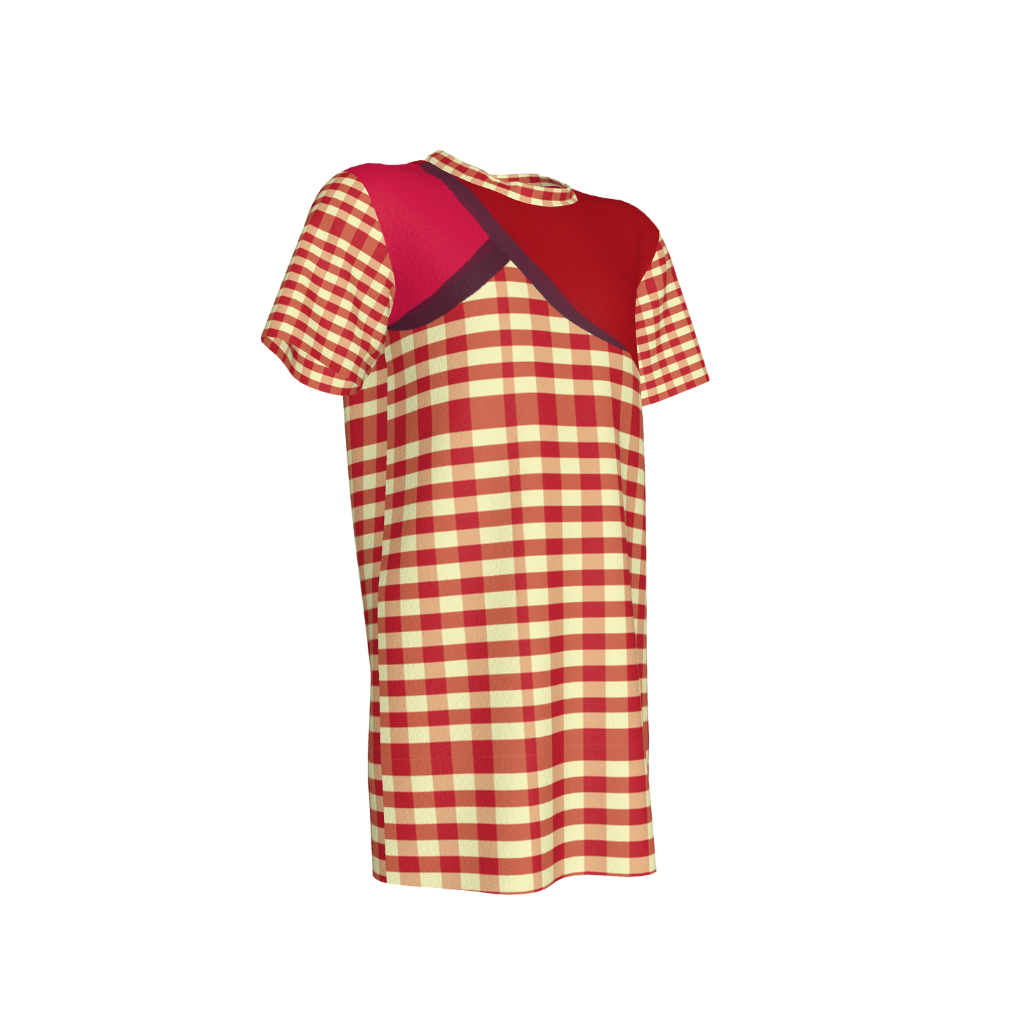 Yellow & Red Gingham T-shirt Dress